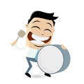 Funny cartoon man with big drum Royalty Free Stock Photo