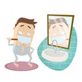 Funny cartoon man brushing his teeth Royalty Free Stock Photo