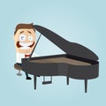 Funny cartoon man is playing piano