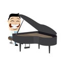Funny cartoon man is playing piano