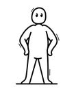 Funny cartoon man standing confident vector flat style illustration isolated on white, cute and positive small guy drawing