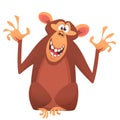 Funny cartoon monkey chimpanzee. Isolated. Vector illustration