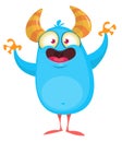 Funny cartoon monster character. Illustration of cute and happy alien