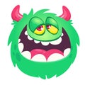 Funny cartoon monster character. Illustration of cute and happy alien creature