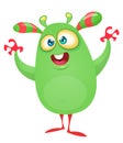 Funny cartoon monster character. Illustration of cute and happy alien