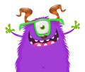 Funny cartoon smiling monster character pop up and waving hands. Illustration of happy alien. Halloween party design. Vector Royalty Free Stock Photo