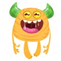 Funny cartoon monster. Vector illustration of excited monster character