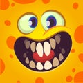 Funny cartoon monster face avatar with a big smile full of teeth Royalty Free Stock Photo