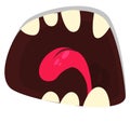 Funny cartoon monster mouth full of teeth. Illustration for mask or party decoration. Royalty Free Stock Photo