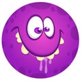 Funny cartoon monster face. Vector Halloween monster round avatar