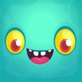 Funny cartoon monster face. Vector Halloween monster square avatar Royalty Free Stock Photo