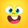 Funny cartoon monster face. Vector Halloween monster square avatar Royalty Free Stock Photo