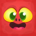 Funny cartoon monster face. Vector Halloween monster square avatar Royalty Free Stock Photo