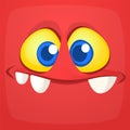 Funny cartoon monster face. Vector Halloween monster square avatar Royalty Free Stock Photo