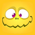 Funny cartoon monster face. Vector Halloween monster square avatar Royalty Free Stock Photo