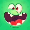 Funny cartoon monster face. Vector Halloween monster square avatar Royalty Free Stock Photo