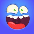 Funny cartoon monster face. Vector Halloween monster square avatar Royalty Free Stock Photo