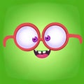 Funny cartoon monster face. Vector Halloween monster square avatar