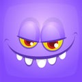 Funny cartoon monster face. Vector Halloween monster square avatar Royalty Free Stock Photo