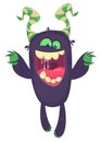 Funny cartoon monster with laughing face expression. Vector Halloween illustration Royalty Free Stock Photo