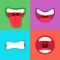 Funny cartoon monster mouth sticking out tongue. Simple and cute vector illustration. Royalty Free Stock Photo