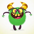 Funny cartoon monster ner with eyeglasses.