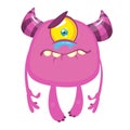 Funny cartoon monster with one eye. Vector illustration of cute monster cyclops