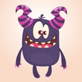 Funny cartoon monster. Vector Halloween black monster. Big set of cartoon monsters. Royalty Free Stock Photo