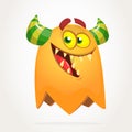 Funny cartoon monster. Vector Halloween orange monster. Big set of cartoon monsters. Royalty Free Stock Photo