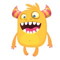 Funny cartoon monster. Vector Halloween orange monster. Big set of cartoon monsters. Royalty Free Stock Photo
