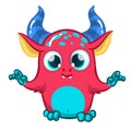 Funny cartoon monster. Vector illustration of cute monster creature Royalty Free Stock Photo