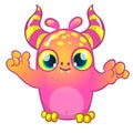 Funny cartoon monster. Vector illustration of cute monster creature Royalty Free Stock Photo