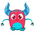 Funny cartoon monster. Vector illustration of cute monster creature Royalty Free Stock Photo