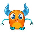 Funny cartoon monster. Vector illustration of cute monster creature Royalty Free Stock Photo