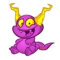 Funny cartoon monster. Vector illustration of cute monster creature Royalty Free Stock Photo