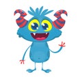 Funny cartoon monster. Vector illustration of excited monster character