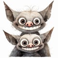 Funny cartoon monsters heads. Close-up illustration on white background. Generative AI