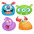 Funny cartoon monsters set. Halloween  illustration Royalty Free Stock Photo