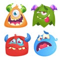 Funny cartoon monsters set. Halloween  illustration Royalty Free Stock Photo