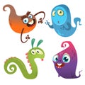 Funny cartoon monsters set. Halloween  illustration Royalty Free Stock Photo