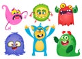 Funny cartoon monsters set. Halloween  illustration Royalty Free Stock Photo