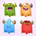 Funny cartoon monsters set. Halloween  illustration Royalty Free Stock Photo