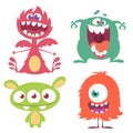 Funny cartoon monsters set. Halloween vector illustration Royalty Free Stock Photo