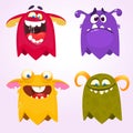 Funny cartoon monsters set. Halloween vector illustration Royalty Free Stock Photo