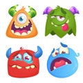 Funny cartoon monsters set. Halloween vector illustration Royalty Free Stock Photo