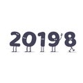 Funny cartoon 2019 New Year illustration isolated on white background