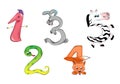 Funny cartoon numbers: one, two, three, four, five Royalty Free Stock Photo