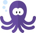 Funny cartoon octopus. Flat icon Royalty Free Stock Photo