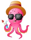 Funny cartoon octopus summertime Royalty Free Stock Photo