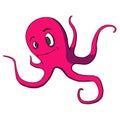 Funny cartoon octopus on white. Vector illustratio Royalty Free Stock Photo